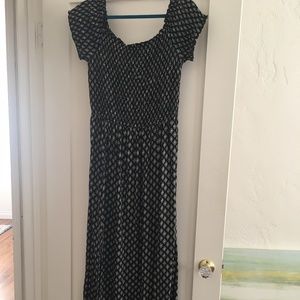 Smocked top block print maxi dress